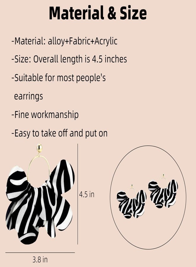 PLwelth Zebra Print Hoop Earrings for Women Gold Hoop Drop Dangle Earrings Black White Stripe Long Drop Earrings Statement Large Huggie Hoop Earrings Trendy Jewelry Gifts for Her Birthday Christmas - Image 5